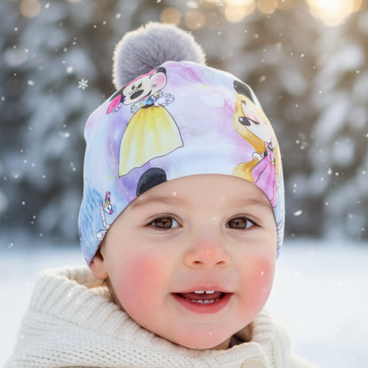 Tuque enfant doublée micropolar avec pompon amovible - 3 ans (42cm)