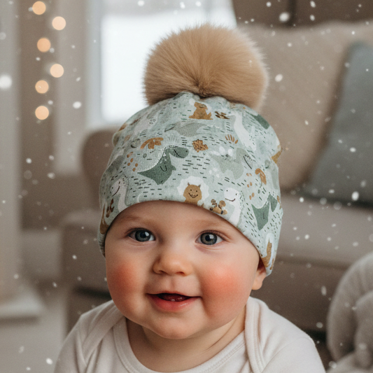 Tuque enfant doublée micropolar avec pompon amovible - 1 an (38 cm)