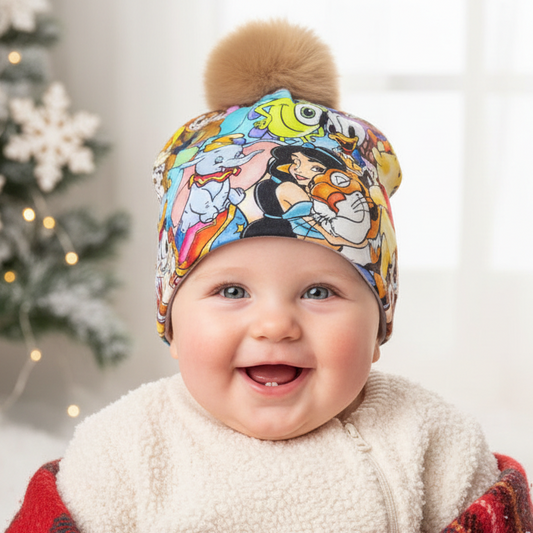 Tuque enfant doublée micropolar avec pompon amovible - 1 an (38 cm)