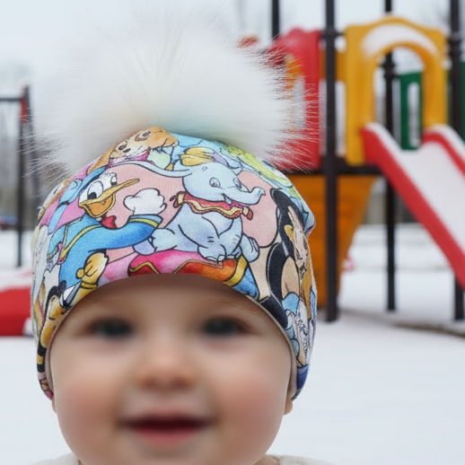 Tuque enfant doublée micropolar avec pompon amovible - 1 an (38 cm)