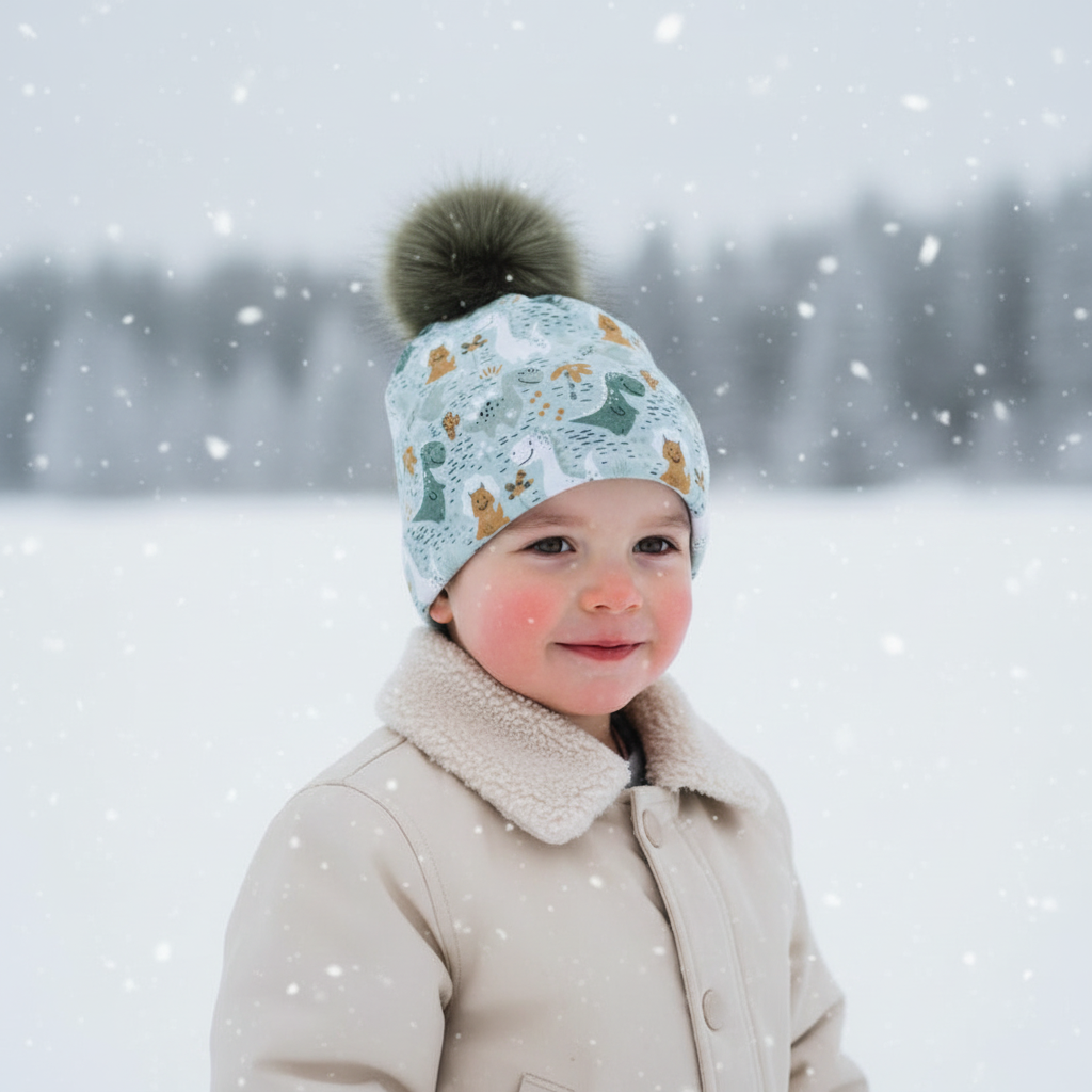 Tuque enfant doublée micropolar avec pompon amovible - 3 ans (42 cm)