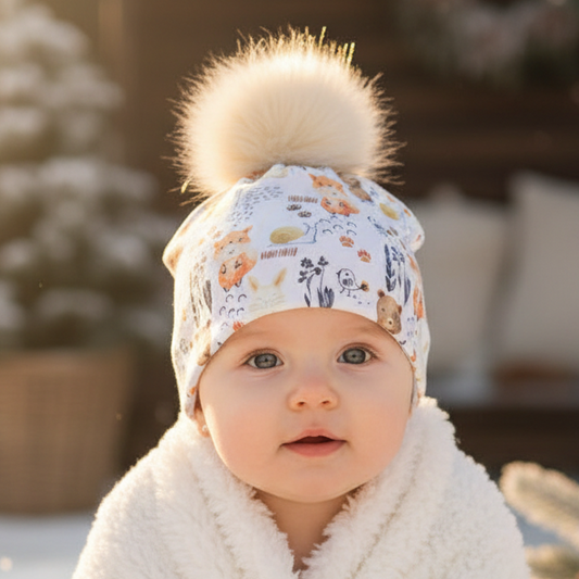 Tuque enfant doublée micropolar avec pompon amovible - 1 an (38 cm)