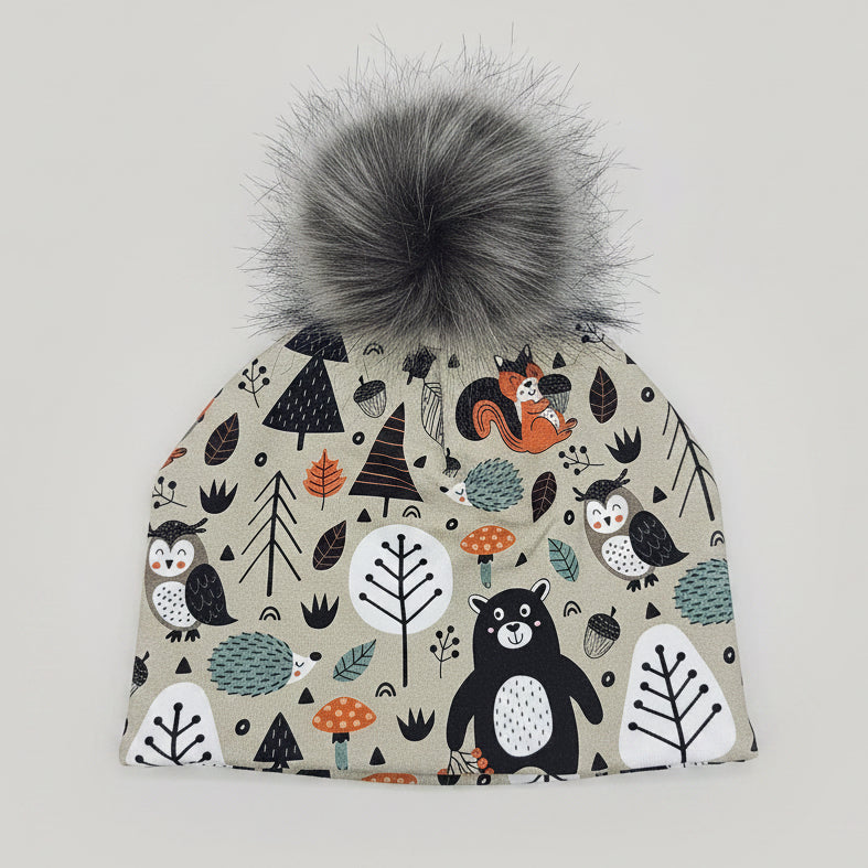 Tuque enfant doublée micropolar avec pompon amovible - 2 ans (40 cm)