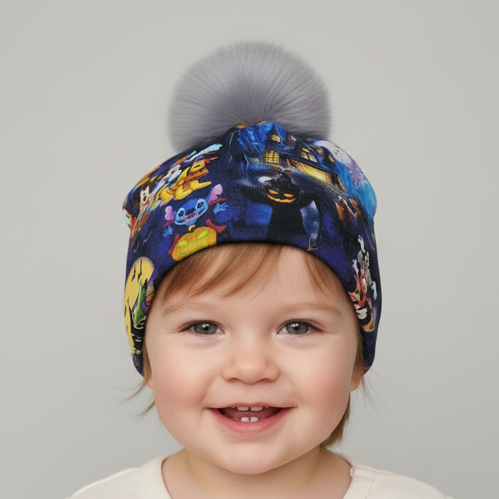 Tuque enfant doublée micropolar avec pompon amovible - 2 ans (40 cm)