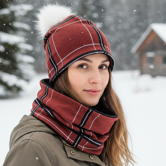 Ensemble tuque et cache-cou en tissu doublé micro-polar