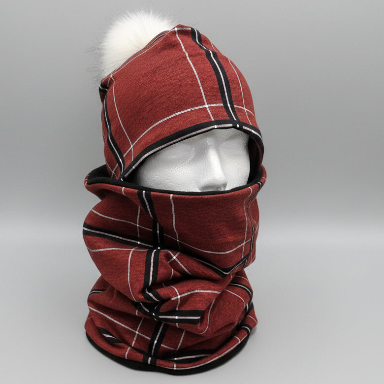 Ensemble tuque et cache-cou en tissu doublé micro-polar
