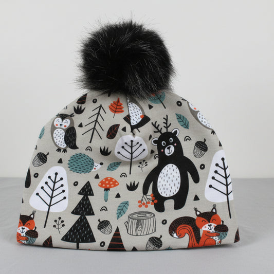 Tuque enfant doublée micropolar avec pompon amovible - 4 ans (44 cm)