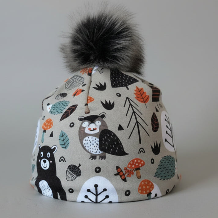 Tuque enfant doublée micropolar avec pompon amovible - 3 ans (42 cm)