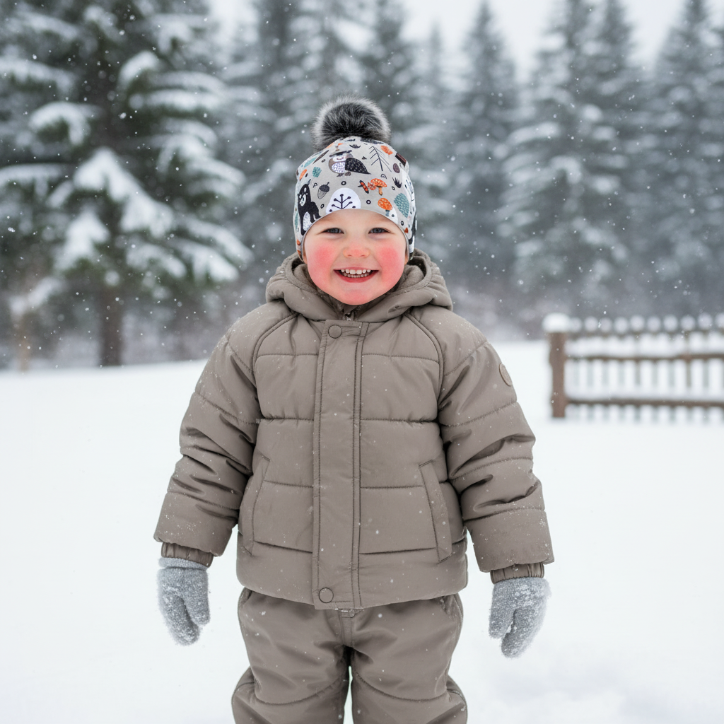 Tuque enfant doublée micropolar avec pompon amovible - 3 ans (42 cm)