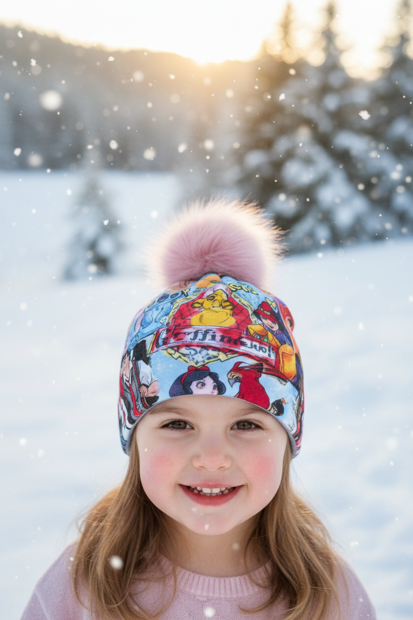 Tuque enfant doublée micropolar avec pompon amovible - 3 ans (42 cm)