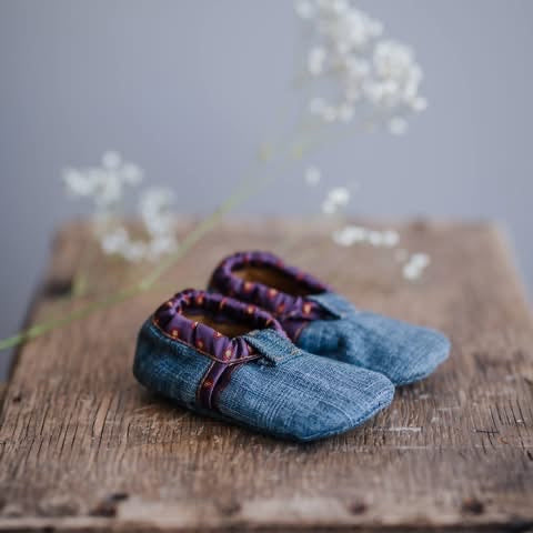 Pantoufles Bébé en jeans Doublé Polar (3-6 mois)