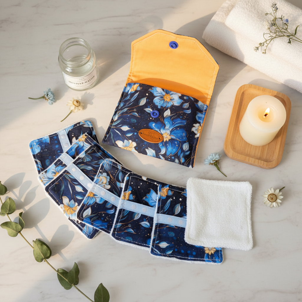 Ensemble-Pochette avec lingettes démaquillantes réutilisables