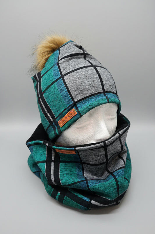 Ensemble tuque et cache-cou en tissu doublé micro-polar