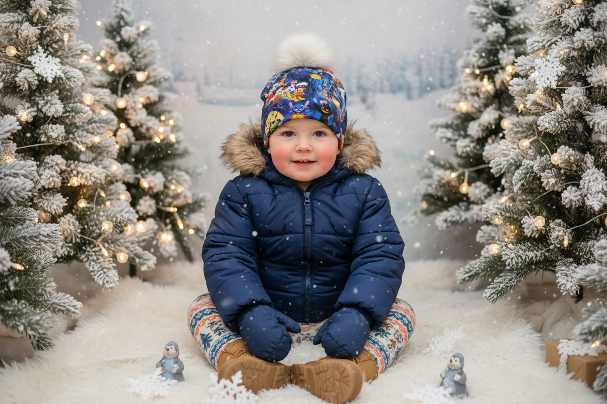 Tuque enfant doublée micropolar avec pompon amovible - 2 ans (40 cm)