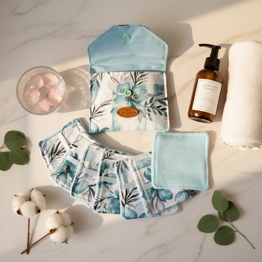 Ensemble-Pochette avec lingettes démaquillantes réutilisables