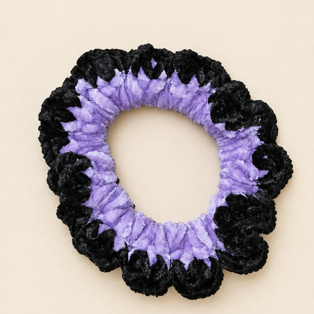Chouchou en laine velvet -Mauve & Noir