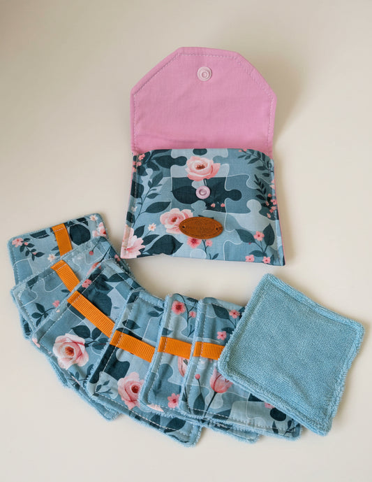 Ensemble-Pochette avec lingettes démaquillantes réutilisables