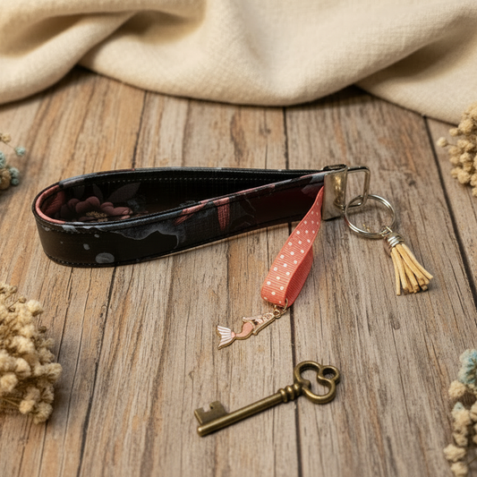 Porte-clé avec sangle en simili cuir