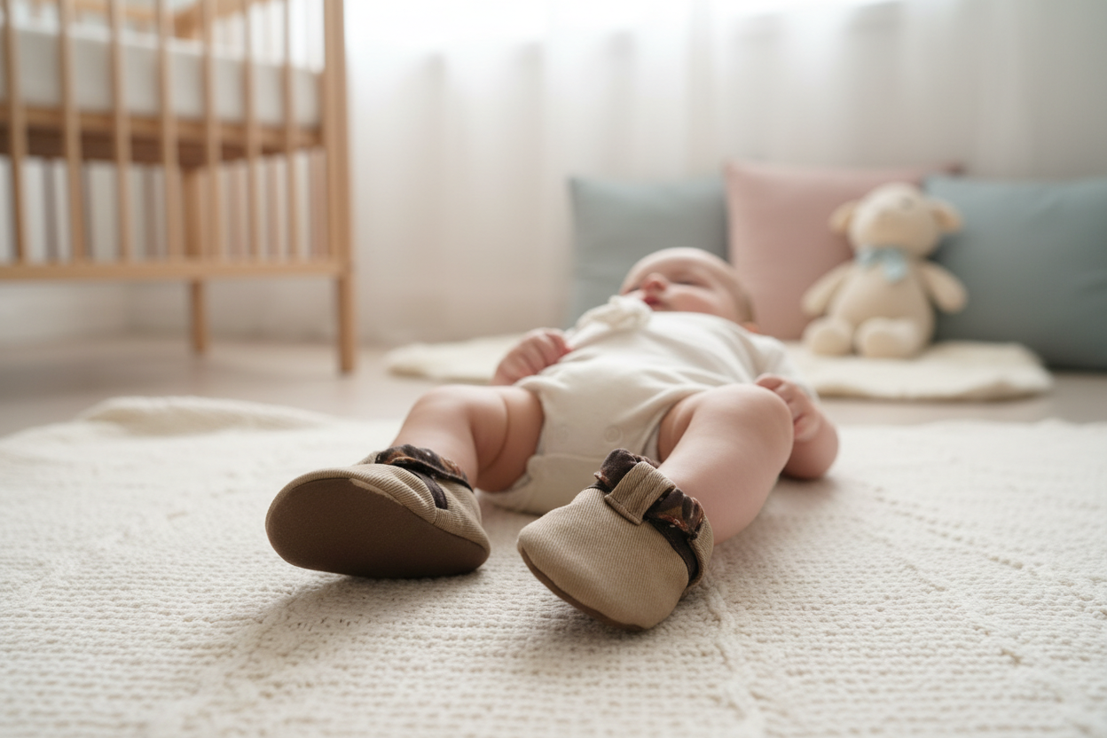 Pantoufles Bébé en sergé de coton Doublé Polar (3-6 mois)
