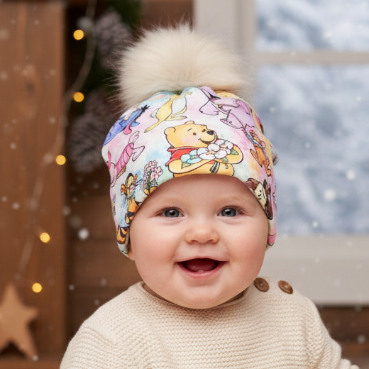 Tuque enfant doublée micropolar avec pompon amovible - 1 an (38 cm)