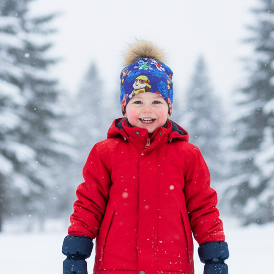 Tuque enfant doublée micropolar avec pompon amovible - 4 ans (44 cm)