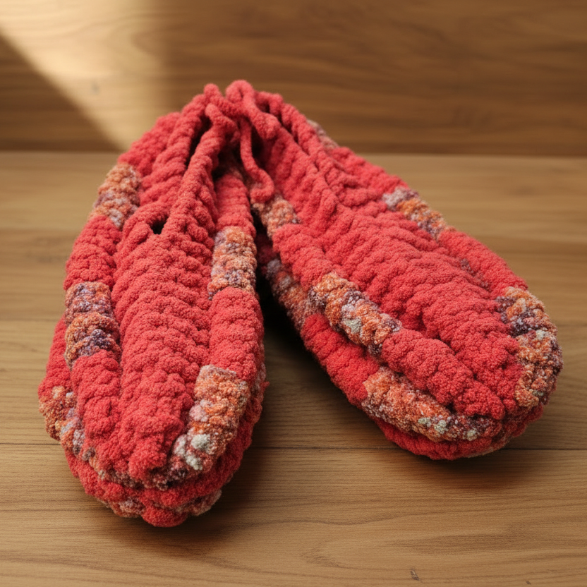 Pantoufles en laine tricotées–Femme 8