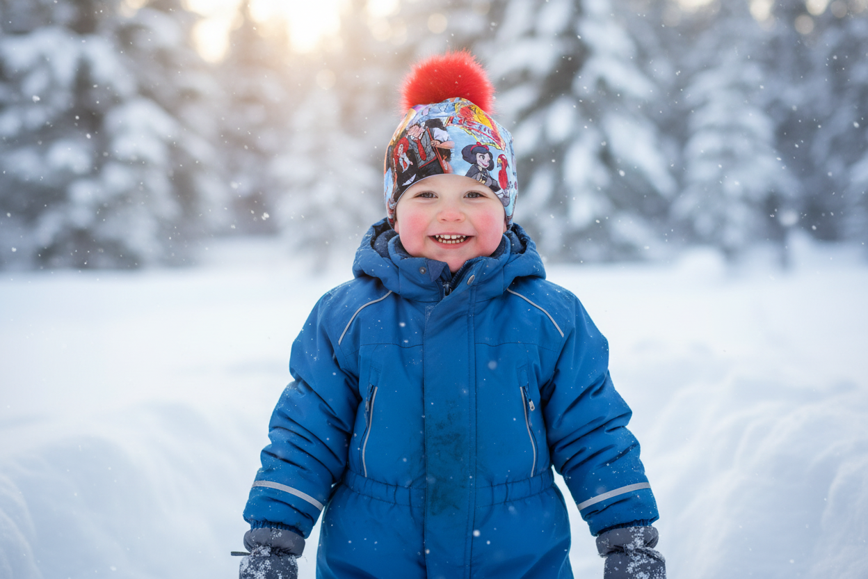 Tuque enfant doublée micropolar avec pompon amovible - 3 ans (42 cm)