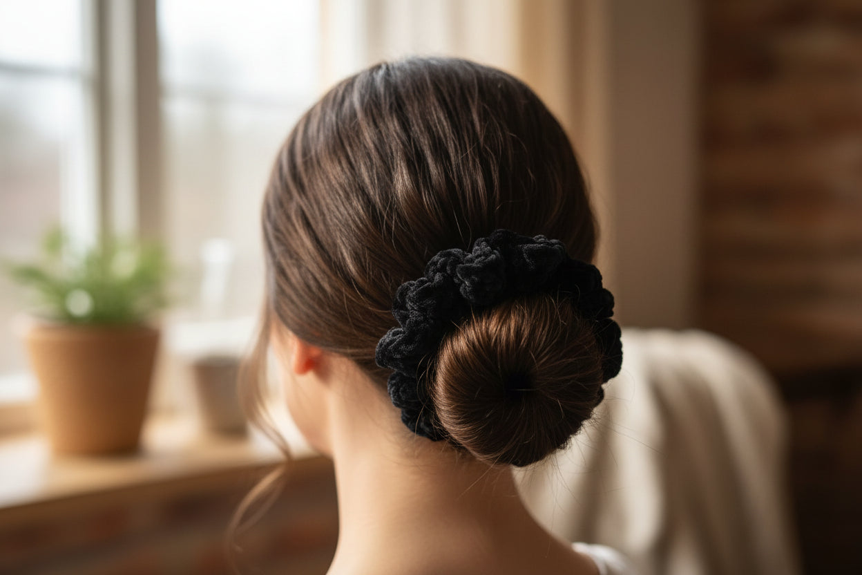 Chouchou en laine velvet - Noir
