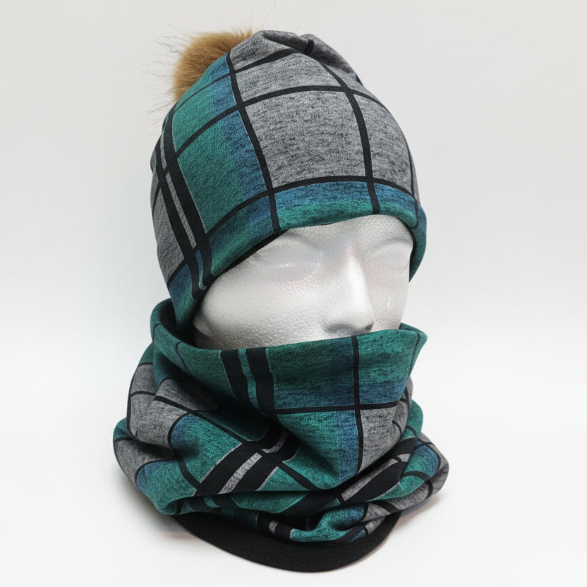 Ensemble tuque et cache-cou en tissu doublé micro-polar
