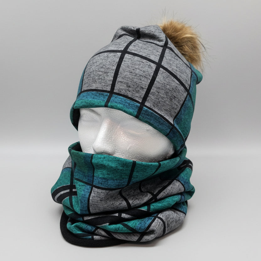 Ensemble tuque et cache-cou en tissu doublé micro-polar