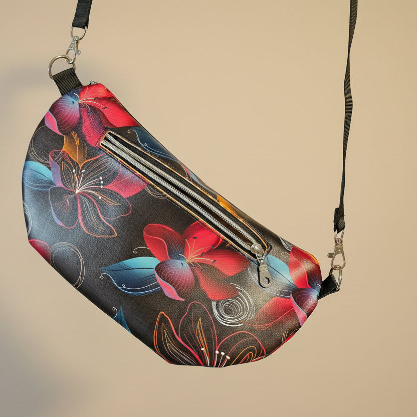 Grand sac banane et bandoulière en simili cuir