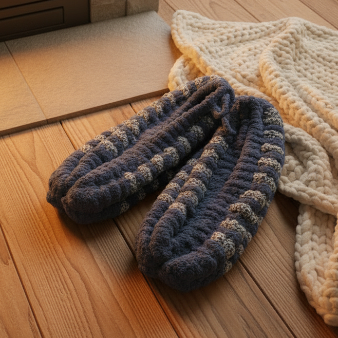 Pantoufles en laine tricotées–Homme 11