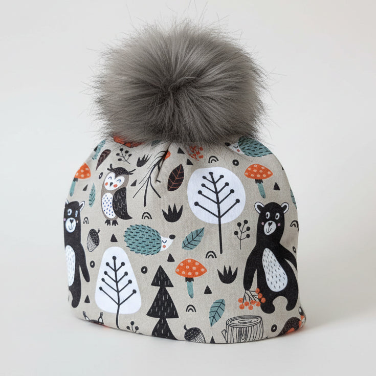 Tuque enfant doublée micropolar avec pompon amovible - 1 an (38 cm)