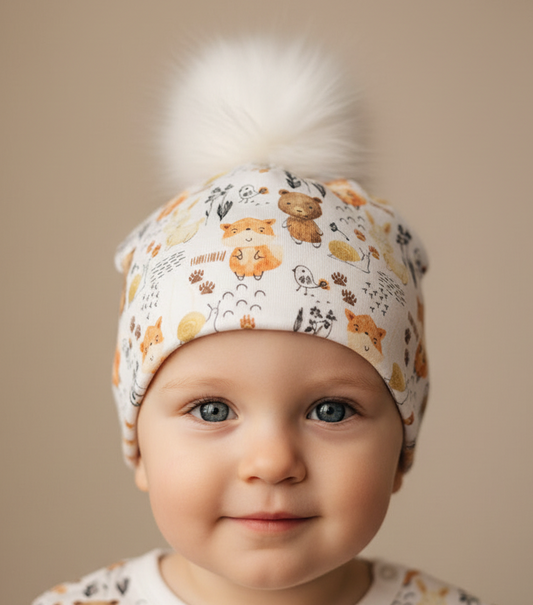 Tuque enfant doublée micropolar avec pompon amovible - 2 ans (40 cm)
