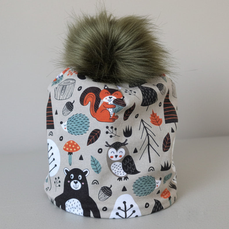 Tuque enfant doublée micropolar avec pompon amovible - 2 ans (40 cm)