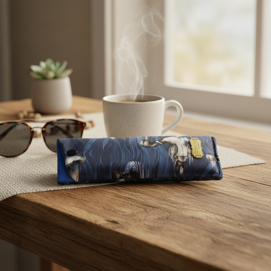 Étui à lunettes coussiné avec fermeture à bouton snap