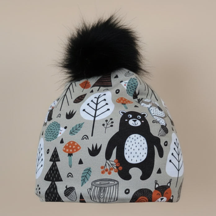Tuque enfant doublée micropolar avec pompon amovible - 3 ans (42 cm)