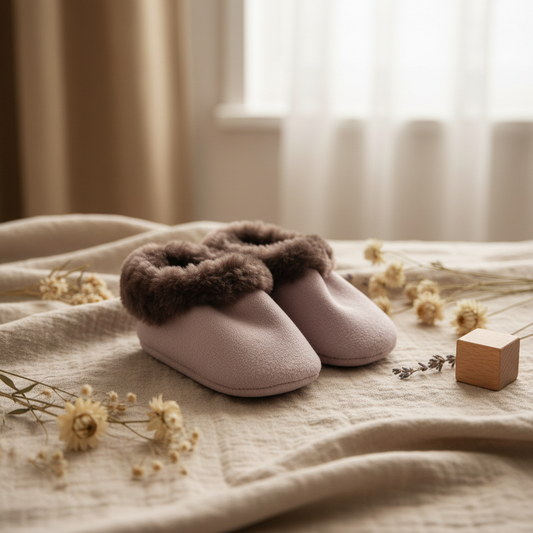 Pantoufles Bébé en suedine Doublé fausse fourrure (6-12 mois)