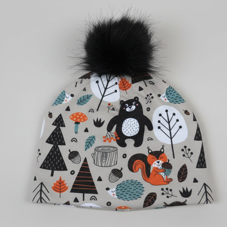 Tuque enfant doublée micropolar avec pompon amovible - 3 ans (42 cm)