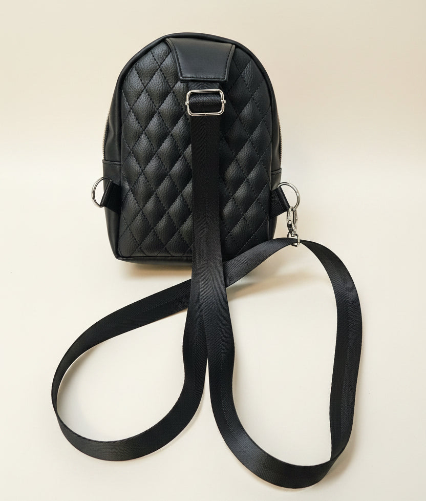 Sac à dos sacoche en simili cuir matelassé (Petit)