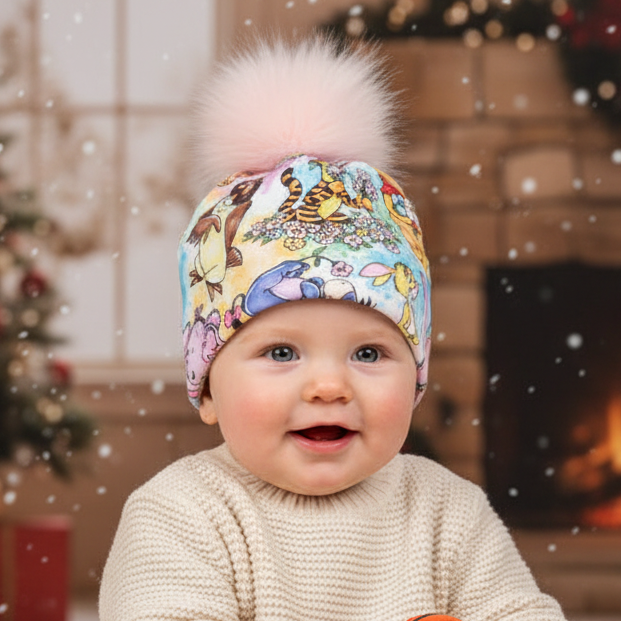 Tuque enfant doublée micropolar avec pompon amovible - 1 an (38 cm)