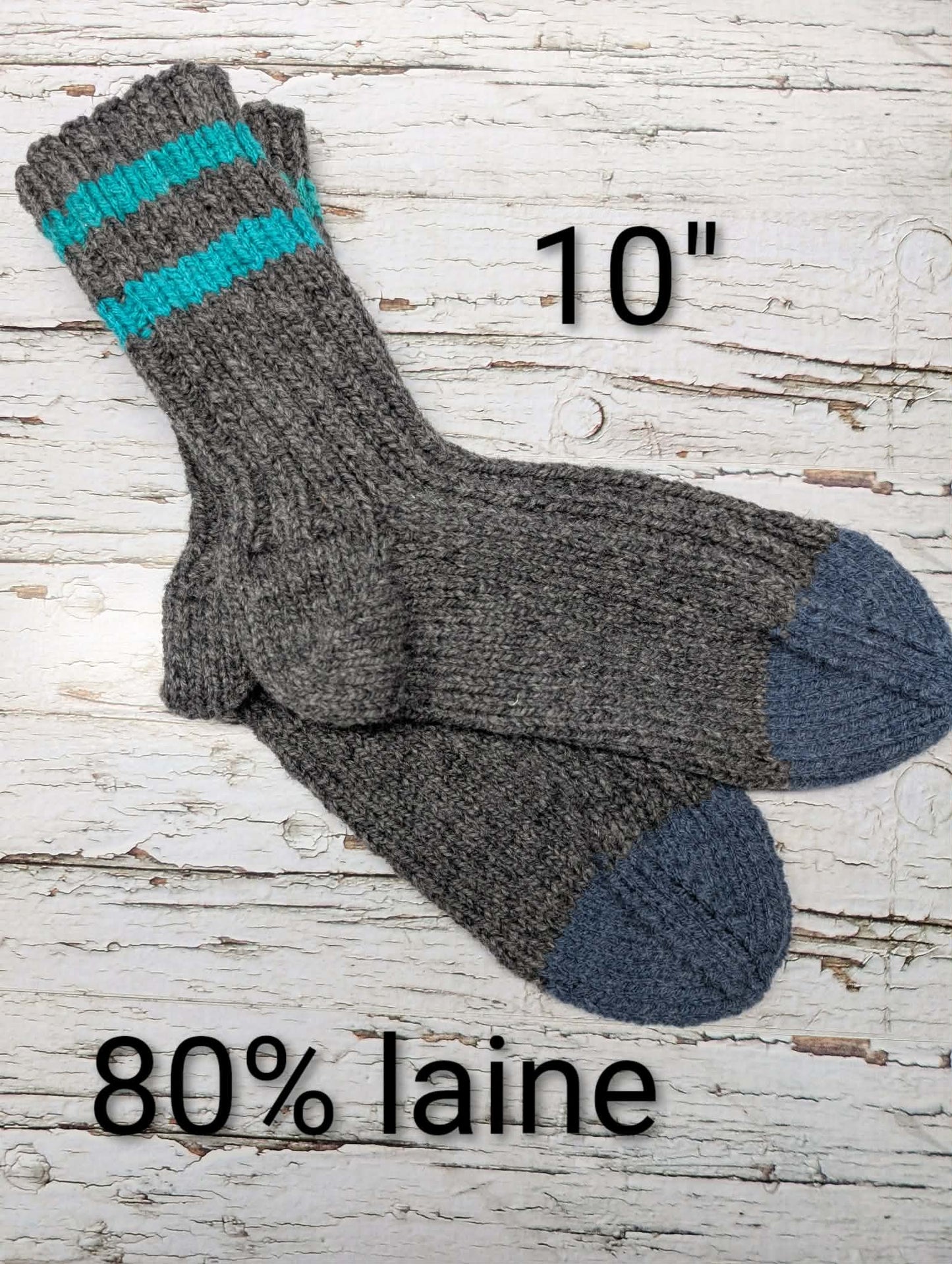 Bas de laine tricotés-(10")