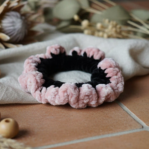 Chouchou en laine velvet - Noir & Rose