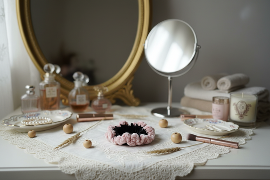 Chouchou en laine velvet - Noir & Rose