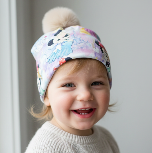 Tuque enfant doublée micropolar avec pompon amovible - 2 ans (40 cm)