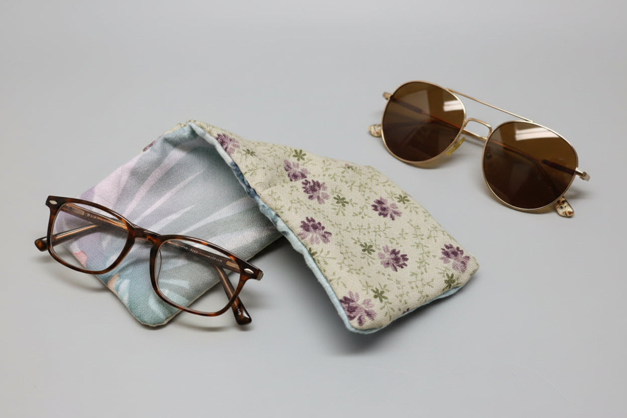 Essuie-lunettes artisanal double face - Coton et microfibre