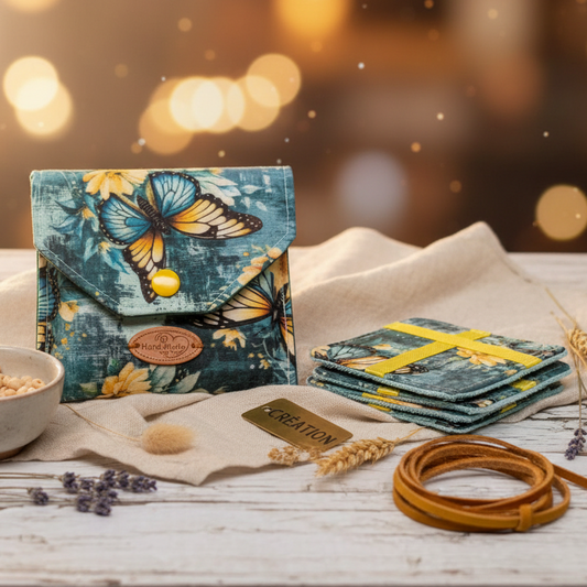 Ensemble-Pochette avec lingettes démaquillantes réutilisables