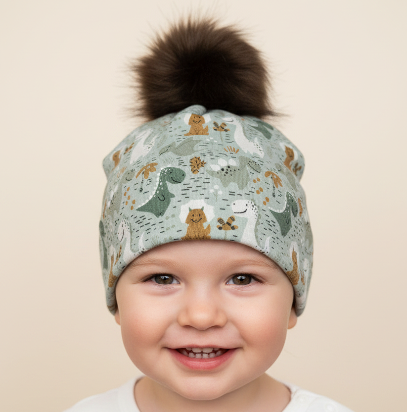 Tuque enfant doublée micropolar avec pompon amovible - 2 ans (40 cm)