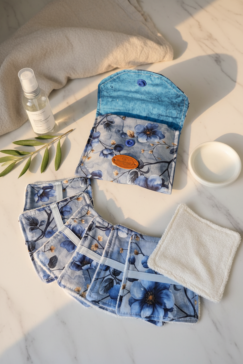 Ensemble-Pochette avec lingettes démaquillantes réutilisables