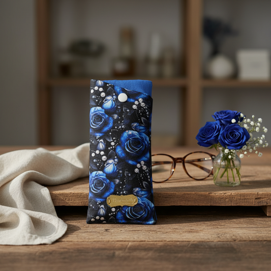 Étui à lunettes coussiné avec fermeture à bouton snap